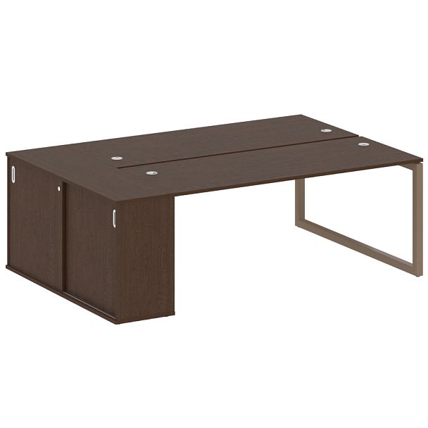 Metal System Quattro Р. ст. с шкафом-купе на О-образном м/к 50БО.РС-СШК-1.5 Т Венге/Мокко металл 2210*1475*750 - Вид 1