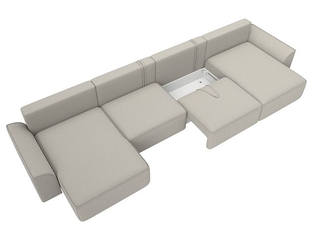 Диван п-образный Лига-048 НПБ лонг Рогожка бежевый - Вид 7