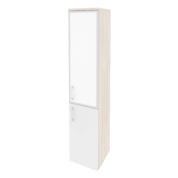 Onix Шкаф высокий узкий правый O.SU-1.2 R (R) white Денвер светлый/Белый бриллиант/Стекло white 400*420*1977 - Вид 1