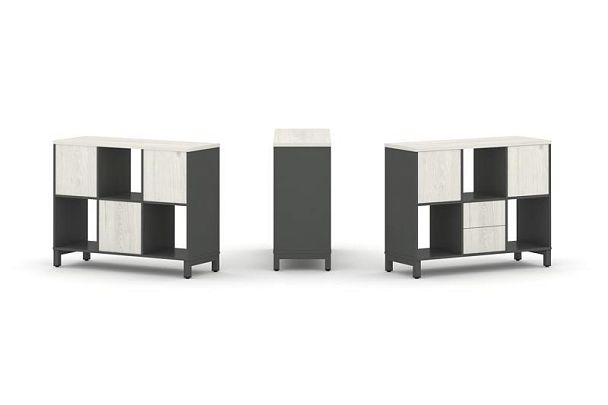 Style Project Набор стеллажа 1 сторон., 2 яр. SN.NS-231 Антрацит/Дуб Наварра/Металл Антрацит 1121*40 - Вид 1