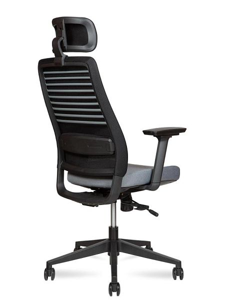 Кресло офисное / Case / черный пластик / серая ткань / черная сетка - Вид 4