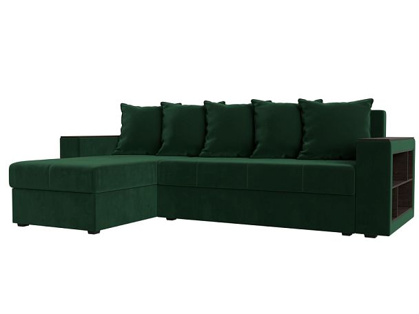 Диван угловой Дубай Лайт угол левый (полностью велюр зеленый) - Вид 1