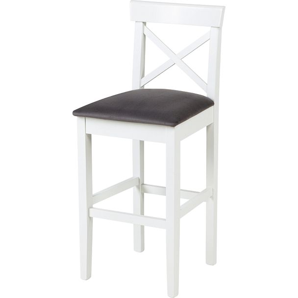 Комплект деревянных полубарных стульев с мягким сиденьем Бергольф Белый/Серый велюр, 2 шт. - Вид 1