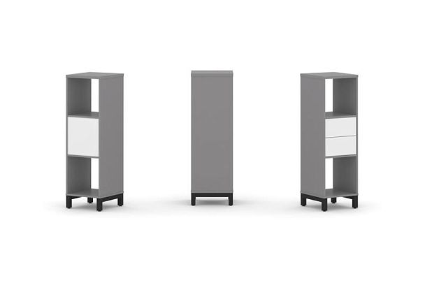 Стайл Проджект Набор стеллажа одностороннего, 3 яруса SN.NS-311 Серый Пепел/Белый/Металл Черный 387* - Вид 1