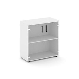 Стайл Проджект Шкаф низкий широкий SN.STS.E-302 Белый/Прозрачный/Черный Ручки 796*400*833 - Фото предпросмотра