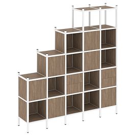 Loft Прямой стеллаж наборный VR.L-25 Дуб аризона/Белый металл 2110*446*2280 - Фото предпросмотра