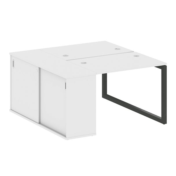 Metal System Quattro Р. ст. с шкафом-купе на О-образном м/к 50БО.РС-СШК-1.1 Т Белый/Антрацит металл 1410*1475*750 - Вид 1