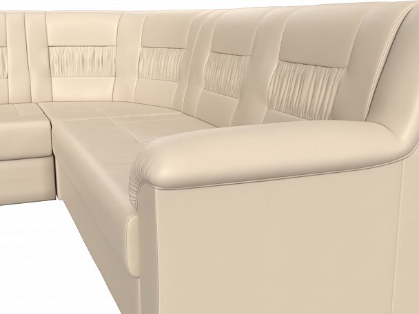 Угловой диван Карелия левый угол (полностью экокожа бежевая) - Вид 4