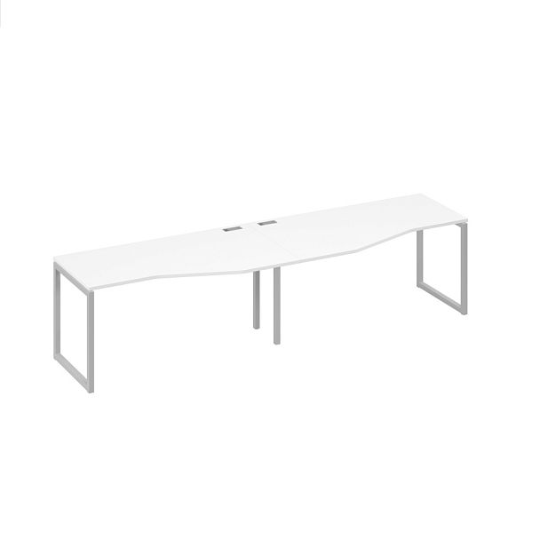 Рабочая станция со столами Техно (2х160) на каркасе QUATTRO A4 А4 Б4 065-2 БП белый премиум / металлокаркас серый - Вид 1