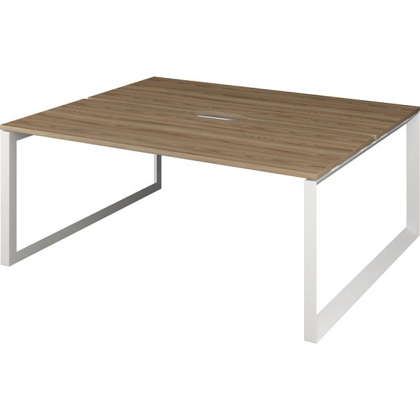 Бенч двойной на 2 рабочих места на металлокаркасе НТМП.О.Б2-180 Дуб сафари/Белый 1800x1496x750 Аргентум-МП - Вид 1