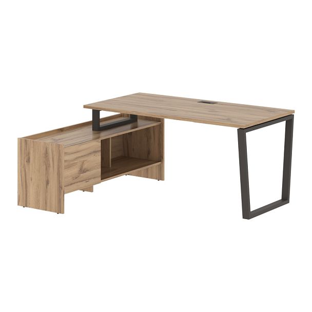 Стол с тумбой EVCT 17814 Дуб Денвер светлый/Мокко 1760х1400х750 EDIS - Вид 1