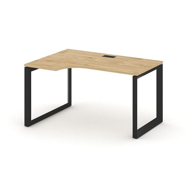 Style Project Next Стол рабочий эргономичный SN-59O.SPA-022(L) Тиквуд Светлый/Металл Черный/Черный Заглушка 1580*800/980*750 - Вид 1