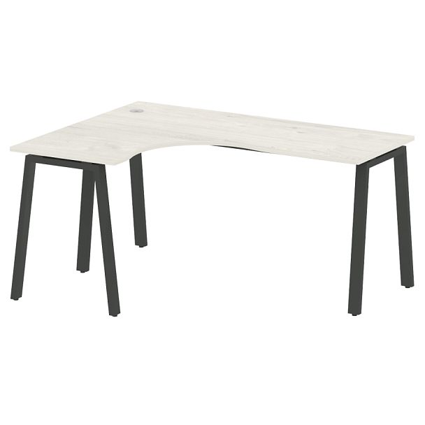 Metal System Стол криволинейный левый на А-образном м/к БА.СА-4 (L) Дуб наварра/Антрацит металл 1600*1200*750 - Вид 1