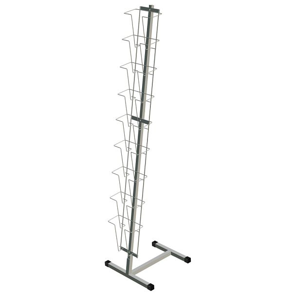 Стойка напольная для рекламных материалов (161х41х39 см), на 9 лотков А4, сетчатая, К010, белая, 1829 - Вид 1