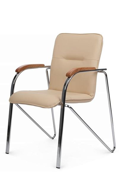 Стул Самба с деревянными подлокотниками SMB-02H Хром гальв. Бежевый - Вид 7