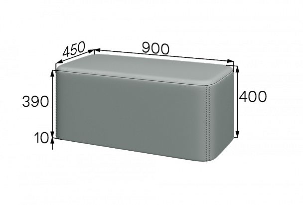 Блок. Пуф 90х40 Oregon 17 (кожзам) серый БК-9040МВК "Пуфы и банкетки"  ТК-002920003373 серый - Вид 1