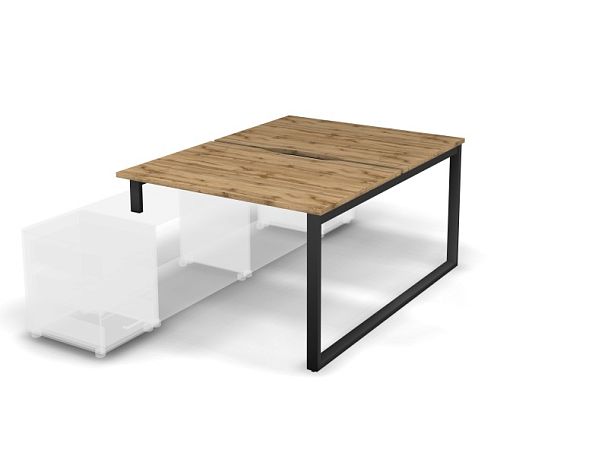 MATRIX 121В200-O Стол прямой двойной с опорой на тумбу, пров. вырез. (O-опоры) 1180х1590х775 Дуб Кра - Вид 1