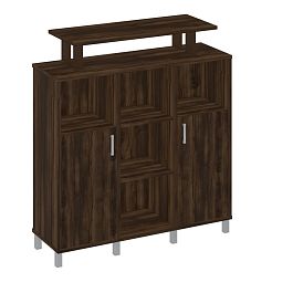 Стеллаж средний с надстройкой и деревянными дверками Борн В 801-523 дуб ристретто - Фото предпросмотра