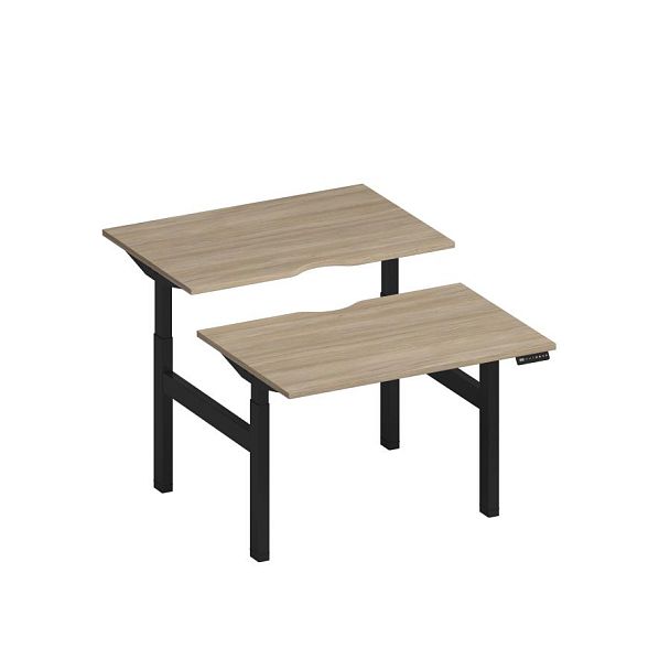 Рабочая станция на электроприводе с вырезами Elevo А2 ЧР 101.2 ДК дуб скандинавский / черный гладкий - Вид 1