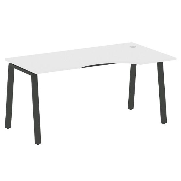 Metal System Стол криволинейный правый на А-образном м/к БА.СА-1 (R) Белый/Антрацит металл 1600*900*750 - Вид 1