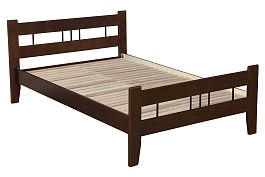 Кровать Массив-2Н 0,9 большая спинка Орех (Лак) - Фото предпросмотра