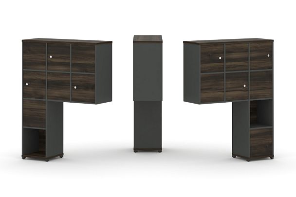 Concept Надставка высокая CN.DNV-002 Дуб Мали/Антрацит/Металл Антрацит 1099*350*1486 - Вид 1