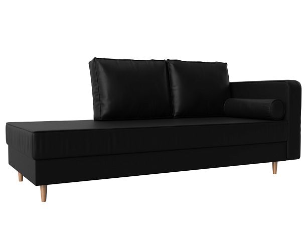 Кушетка Прайм правый (полностью экокожа черная) - Вид 1