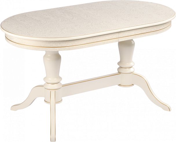 Стол деревянный раздвижной Арей 140(180)х80х76 Слоновая кость с золотой патиной - Вид 1