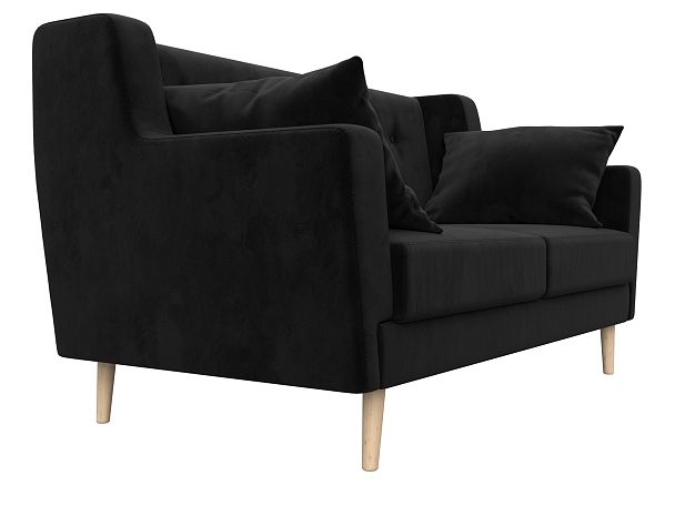 Прямой диван Брайтон 2 (полностью велюр черный) - Вид 3