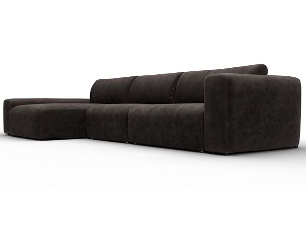 Диван угловой Лига-066 НПБ Лонг угол левый Велюр коричневый - Вид 3