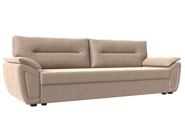 Прямой диван Нэстор Лайт (полностью велюр бежевый) - Вид 1
