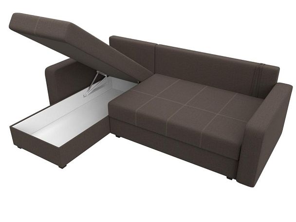 Диван угловой Ливерпуль Лайт левый угол Рогожка коричневый - Вид 9