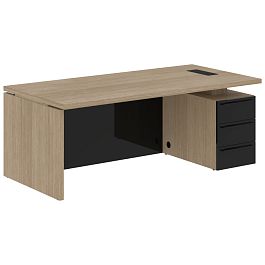 Стол письменный СП-064-25-23(R) Дуб Натуральный/Черный глянец 2000х900х750 KANON - Фото предпросмотра