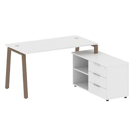 Metal System Р. ст. с тумбой на А-образном м/к БА.РС-СТС-2.3 (R) Белый/Мокко металл 1500*1520*750 - Фото предпросмотра