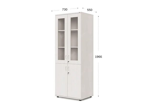 UNITY РШКСМ-02Г ДУБ МОЛОЧНЫЙ Шкаф со стеклянными дверьми Прямой 730х550х1966 - Вид 1