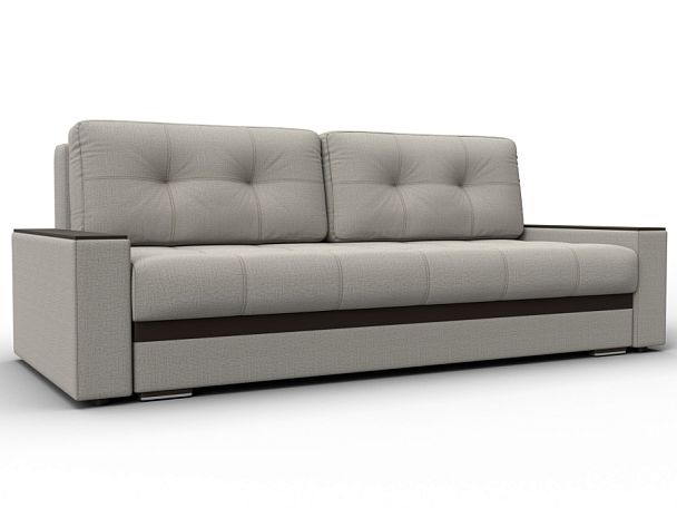 Диван прямой с декором Лига-096 НПБ Рогожка;Экокожа бежевый - Вид 1