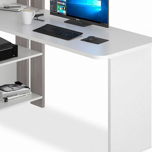 Стол компьютерный Домино Lite СТЛ-ОВ+С120Р Белый/Нельсон - Вид 3