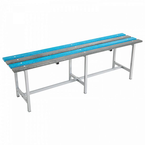 Скамья пластиковая влагостойкая на металлокаркасе "СТ 3П", 1500х350х460 мм, каркас металлический серый, сиденье пластик - Вид 1