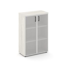 Стайл Проджект Шкаф средний широкий SN.STS-206 Дуб Наварра/Сатин/Черный Ручки 796*400*1203 - Фото предпросмотра