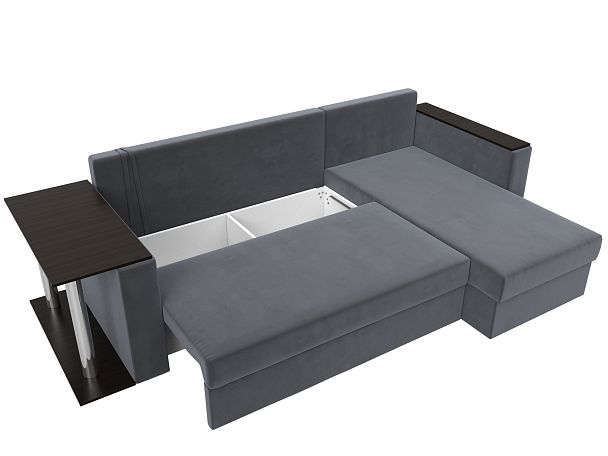 Угловой диван Атланта Лайт правый (полностью велюр серый) - Вид 7