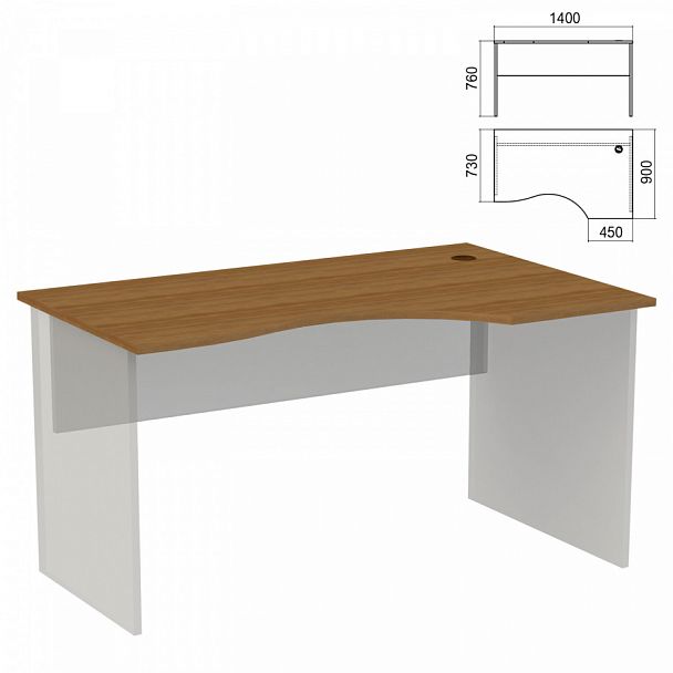 Стол эргономичный ЧАСТЬ 1 "Арго", 1400х900х760 мм, правый, орех - Вид 1