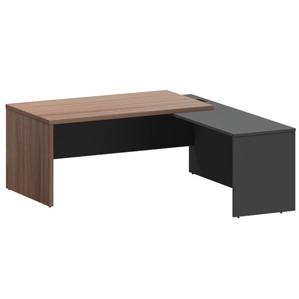 Стол руководителя правый KZP-18R Темный шимо/Графит 1800x2000x750 Кортез - Вид 1
