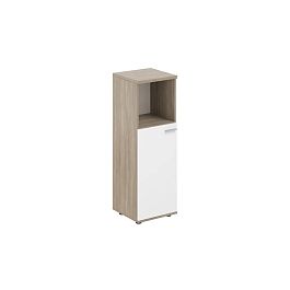 Шкаф средний с нишей 400х400х1200, 1 дв., з.ст HDF, левый / корпус: дуб темный; фасад: белый Сигма / Sigma - Фото предпросмотра