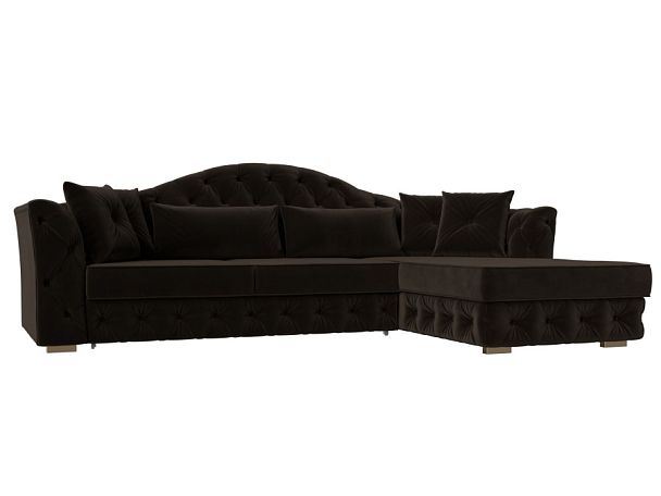 Диван угловой Артис правый угол Микровельвет коричневый - Вид 1