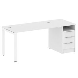 Metal System Quattro Р. ст. с тумбой на П-образном м/к 50БП.РС-СТП-1.3 Белый/Белый металл 1812*720*750 - Фото предпросмотра