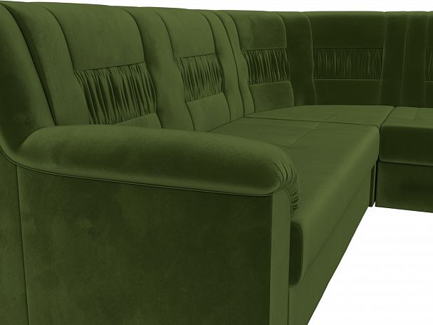 Угловой диван Карелия правый (полностью микровельвет зеленый) - Вид 4