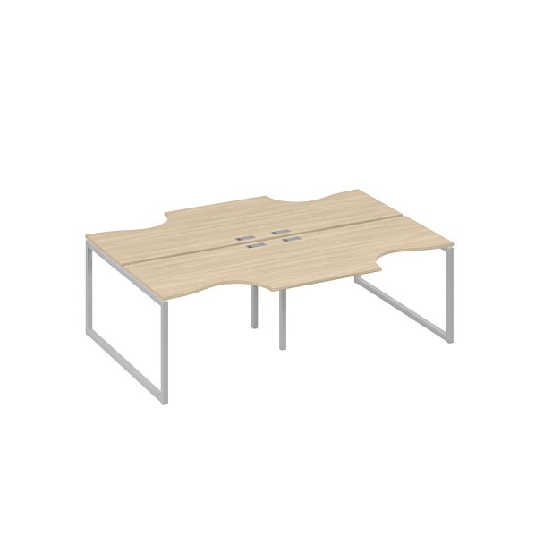 Рабочая станция столы (4х120) Классика опоры QUATTRO A4 А4 Б4 183-2 БП дуб скандинавский / металлокаркас серый - Вид 1