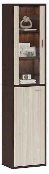 Шкаф-витрина Домино СУ(ш1в2)+1ФГ+1ФС Венге/Карамель - Вид 2