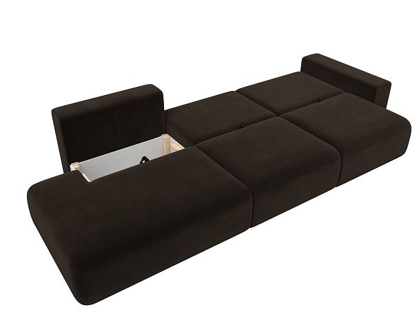 Диван прямой Лига-036 Модерн Лонг подлокотник справа Микровельвет коричневый - Вид 9