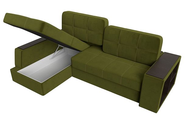 Угловой диван Брюссель левый (полностью микровельвет зеленый) - Вид 7